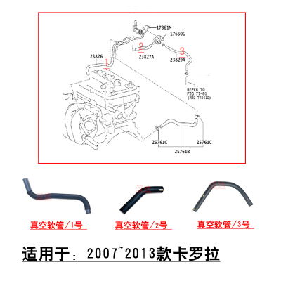 老款卡罗拉碳罐电磁阀真空软管