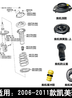 适用6代7代凯美瑞前避震器减震机顶胶防尘套缓冲胶弹簧上下胶垫片