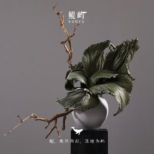 鲲屿 售楼处大堂花艺禅意原创大花【舒羽慕】样板间餐厅大桌花