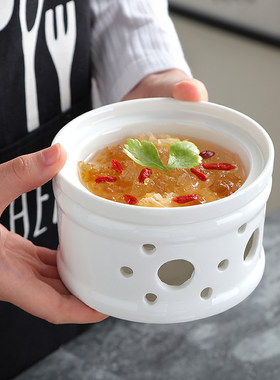 陶瓷加热炖盅酒精蜡烛保温甜品燕窝汤碗鱼翅炉佛跳墙纯白酒店餐具