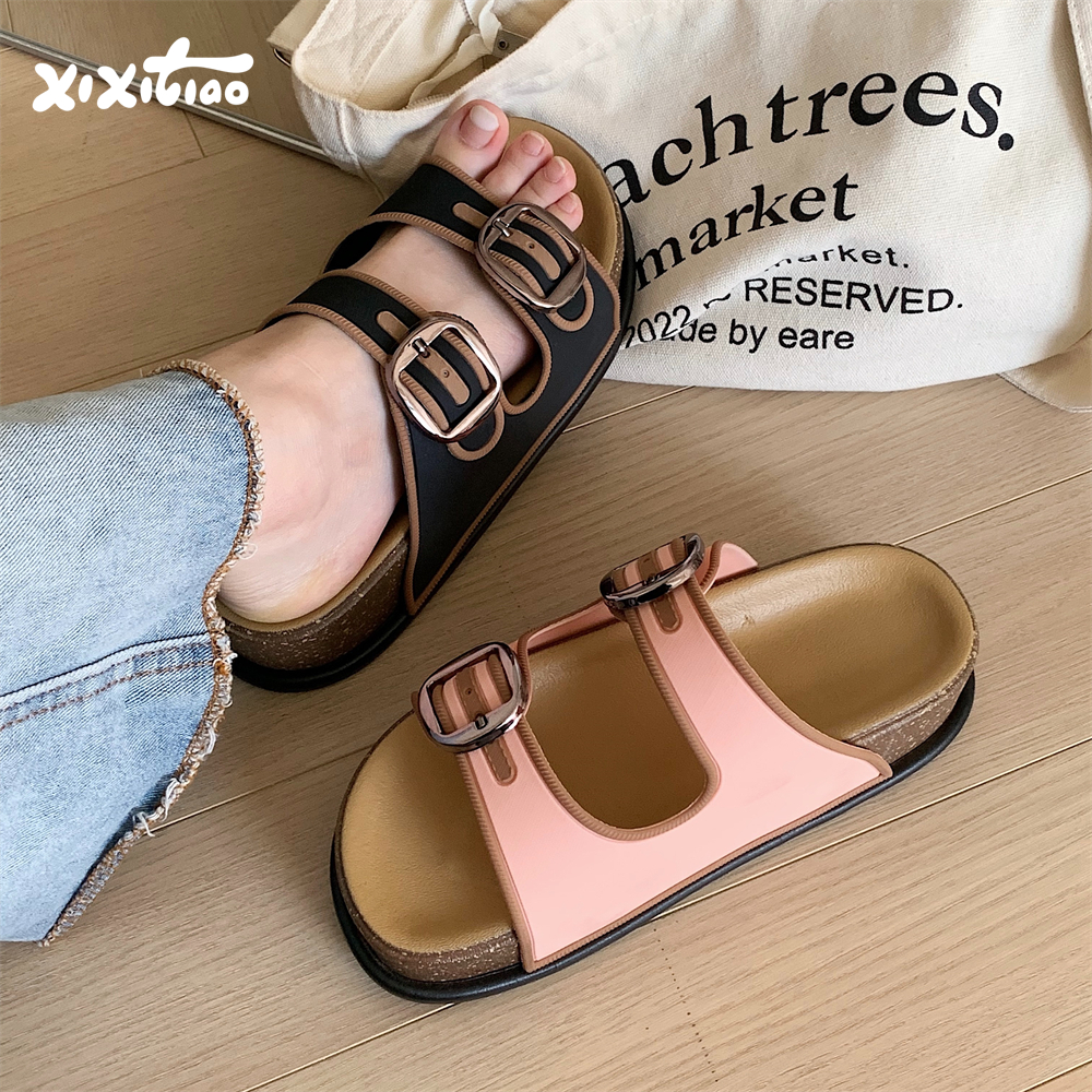 细细条百搭时尚高级感双方扣拖鞋