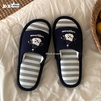 细细条可爱小狗春夏地板鞋男女