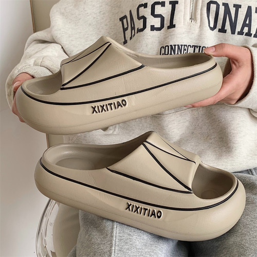 细细条潮酷百搭防滑厚底情侣拖鞋