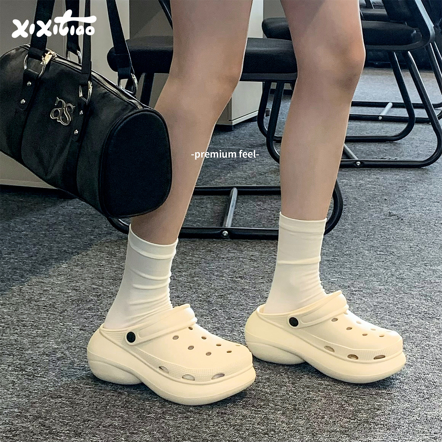 细细条 EVA足弓洞洞鞋女夏天网红厚底防滑休闲海边度假沙滩凉拖鞋