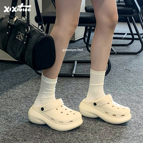 细细条海边度假EVA足弓洞洞鞋女