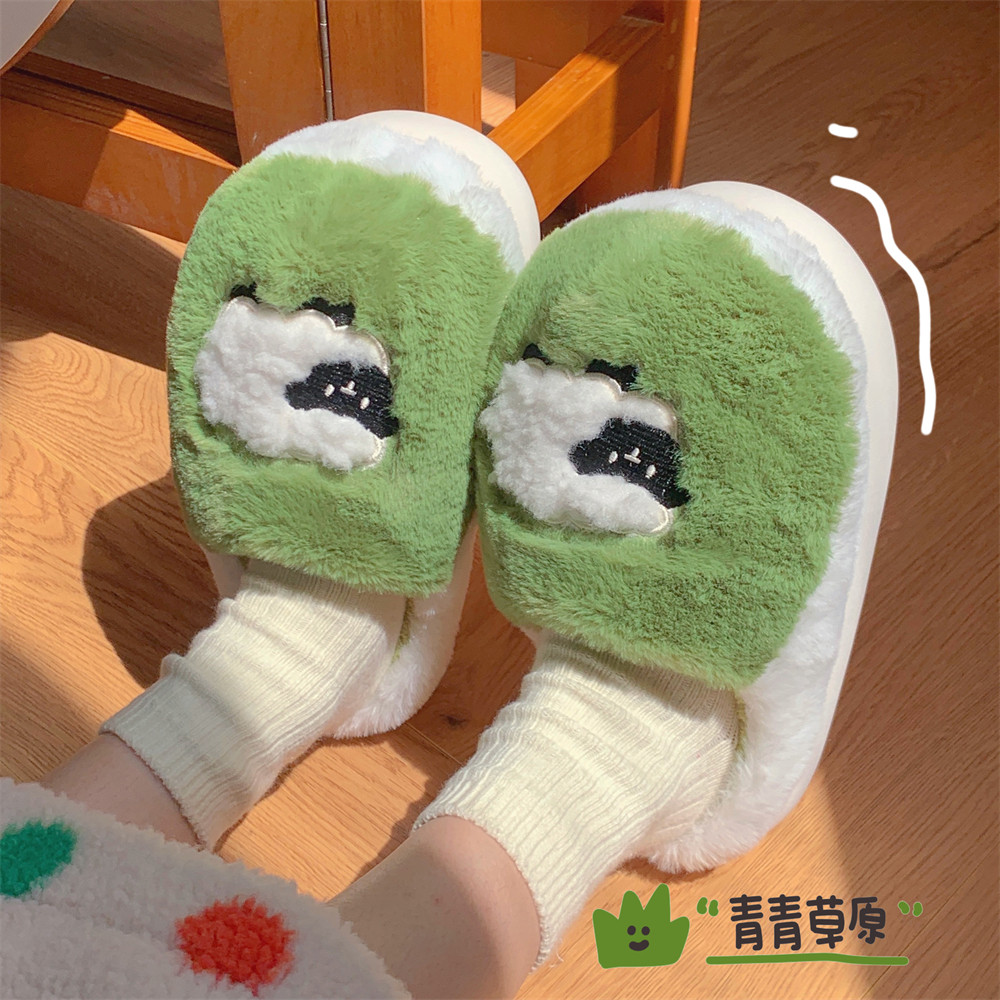 细细条 韩版ins可爱棉拖鞋女秋冬季2025新款学生保暖毛毛鞋家居鞋,居家布艺,居家棉拖/棉鞋,淘宝优惠券,粉丝福利购,淘宝优惠卷
