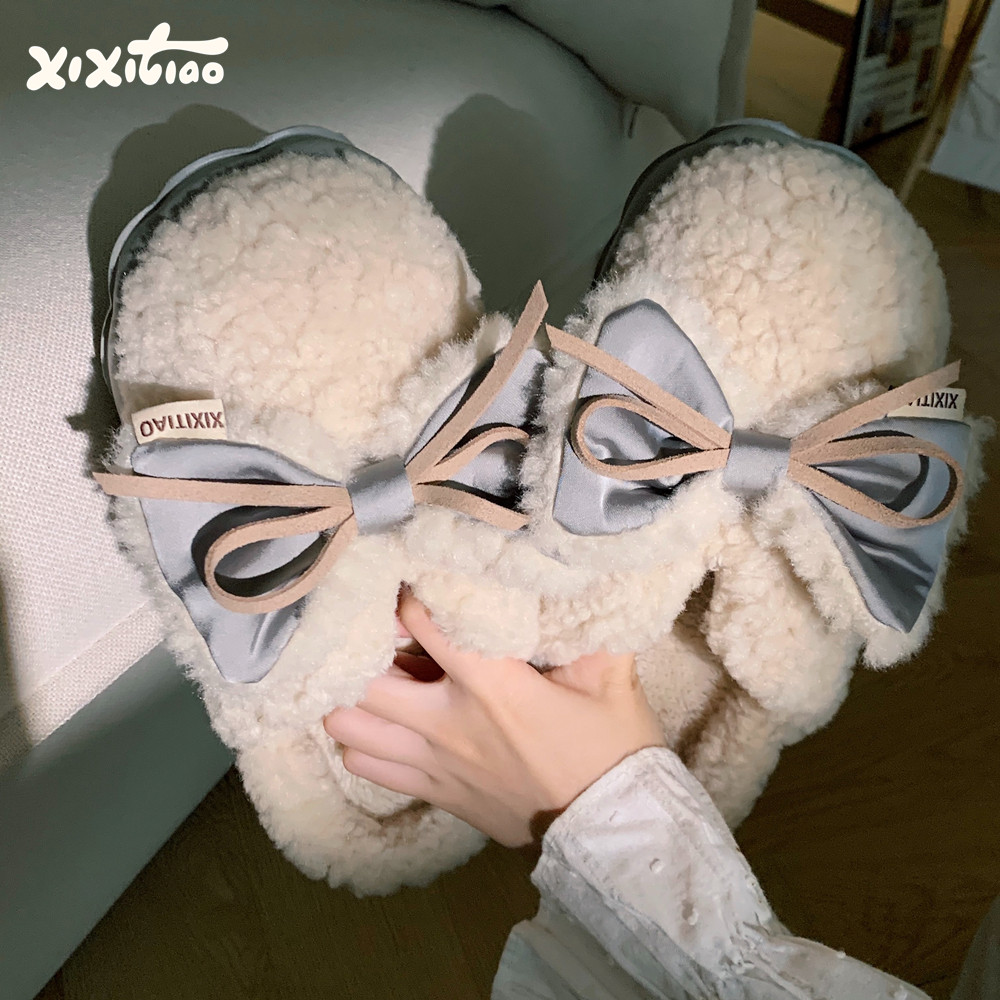 细细条 女冬季网红韩系棉拖鞋保暖舒适时尚居家甜美蝴蝶结月子鞋,居家布艺,居家棉拖/棉鞋,淘宝优惠券,粉丝福利购,淘宝优惠卷