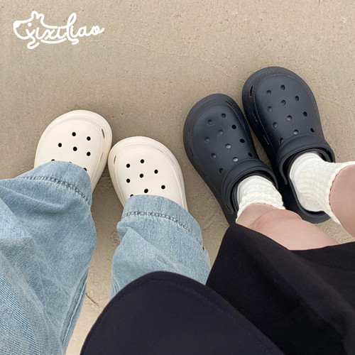 细细条增高夏季ins潮简约洞洞鞋