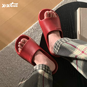 男女eva防臭居家防滑抗菌情侣夏季 细细条 本命年红色拖鞋 浴室凉拖