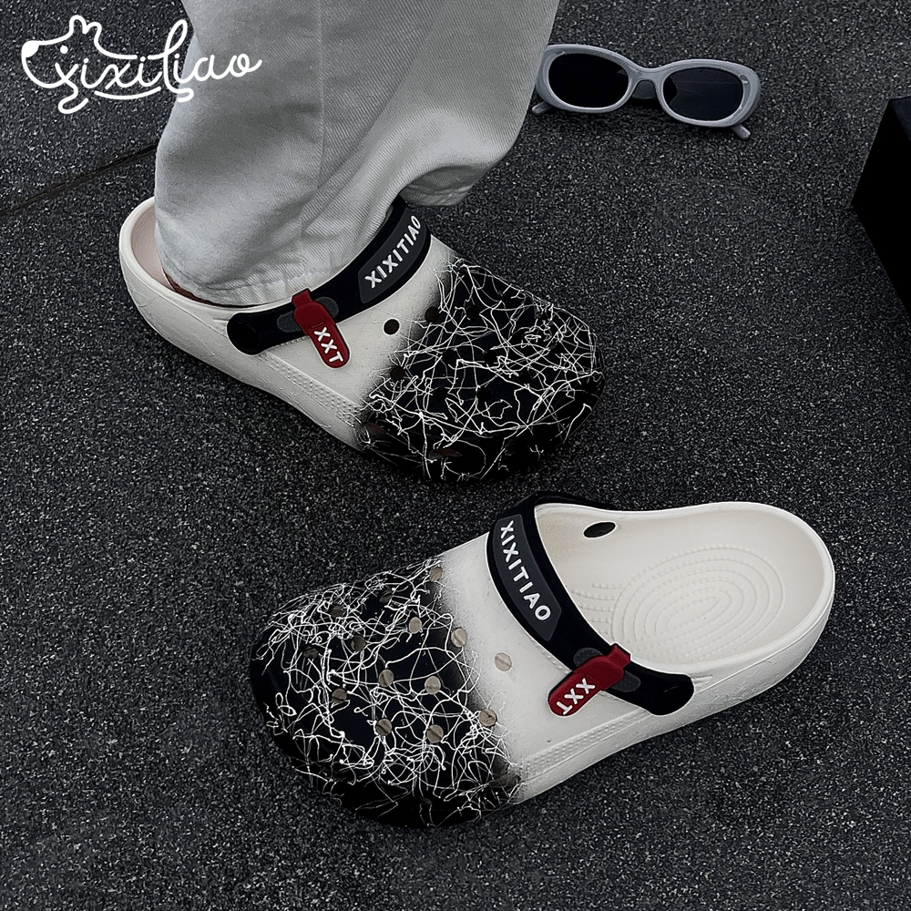 细细条街头风ins潮时尚洞洞鞋