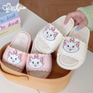 夏女童居家甜美花边ins亲子迪士尼卡通拖鞋 细细条 儿童可爱凉拖鞋