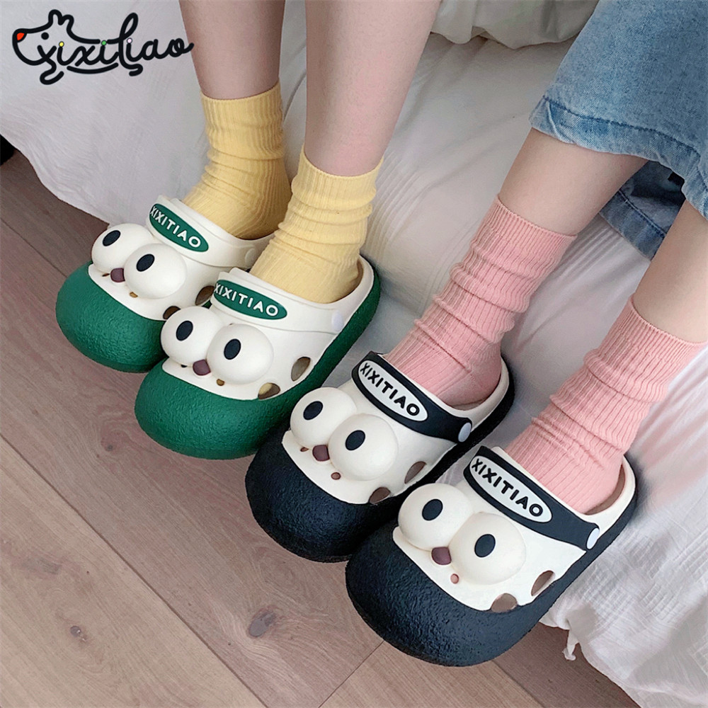 细细条 个性ins可爱大眼睛洞洞鞋户外防滑两穿夏季时尚沙滩凉拖女,女鞋,洞洞鞋,淘宝优惠券,粉丝福利购,淘宝优惠卷