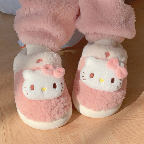 细细条三丽鸥可爱凯蒂猫棉拖鞋
