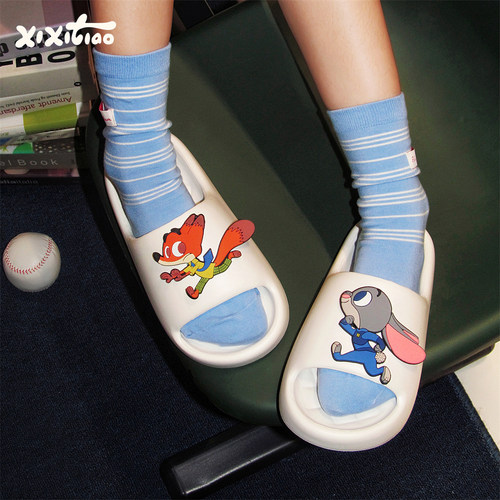 细细条迪士尼尼克朱迪凉拖鞋ins