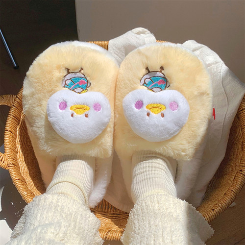 细细条少女心可爱小鸭子棉拖鞋