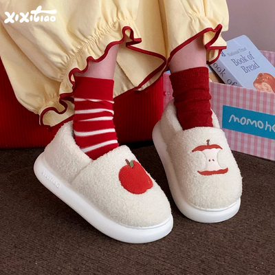 细细条全包跟可爱红苹果棉拖鞋