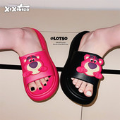 外穿防滑沙滩拖鞋 细细条 网红迪士尼草莓熊厚底凉拖百搭女士夏季