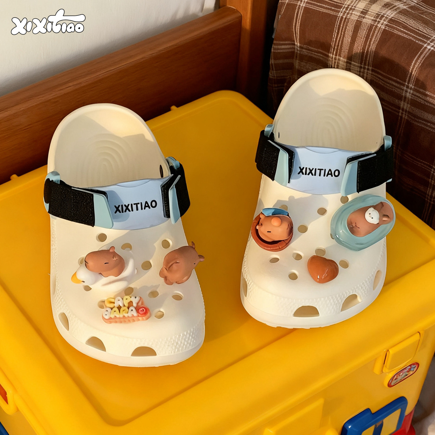 细细条 卡皮巴拉水豚儿童洞洞鞋eva足弓防滑亲子男童女童沙滩凉鞋,童鞋/婴儿鞋/亲子鞋,亲子鞋,淘宝优惠券,粉丝福利购,淘宝优惠卷