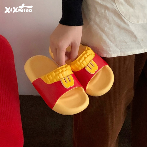 细细条儿童可爱薯条一字拖鞋夏