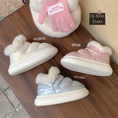 冬季 棉鞋 百搭保暖加绒防水男童女童亲子雪地靴ins 儿童时尚 细细条