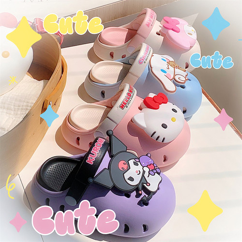 细细条可爱凯蒂猫大耳狗洞洞鞋