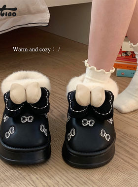 细细条甜美蝴蝶结时尚外穿雪地靴