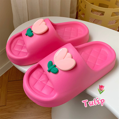 细细条甜美可爱郁金香居家拖鞋