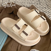时尚 增高厚底拖鞋 女夏季 细细条 户外穿百搭休闲双带凉拖沙滩鞋 ins