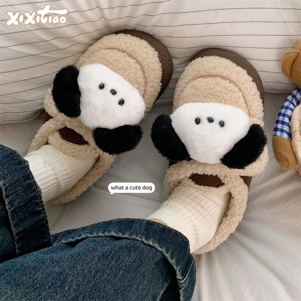 细细条 休闲外穿可爱狗狗羊羔毛棉鞋拼色魔术贴冬季保暖豆豆鞋女,女鞋,乐福鞋（豆豆鞋）,淘宝优惠券,粉丝福利购,淘宝优惠卷