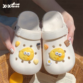 凉拖鞋 男女百搭软底亲子夏季 包头外穿可爱芝士奶酪洞洞鞋 细细条