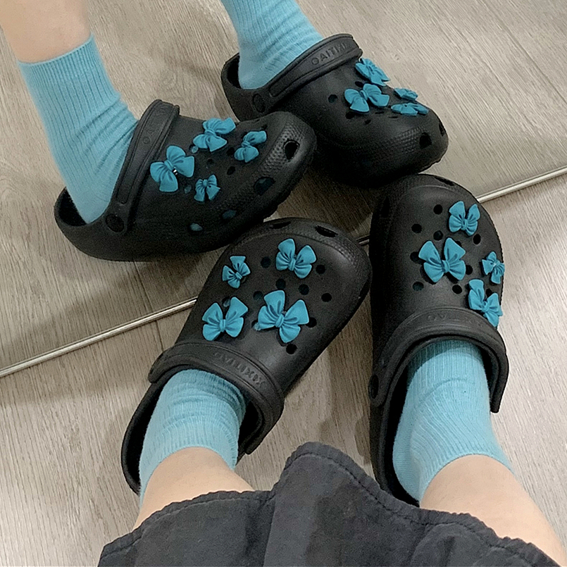 细细条甜美风eva防臭防滑洞洞鞋
