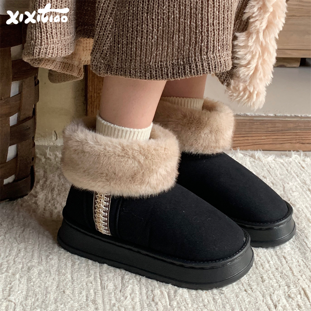 细细条保暖休闲东北棉鞋女