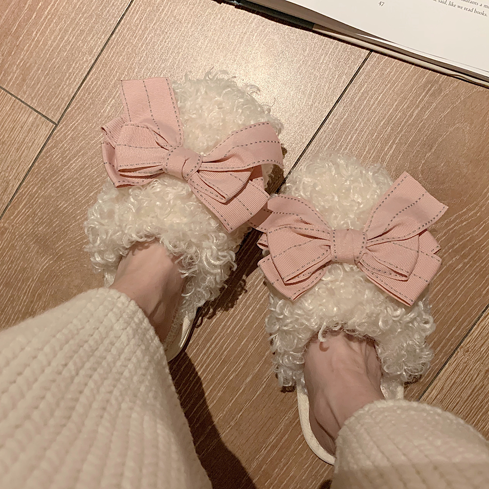 细细条网红ins风少女心毛毛拖鞋