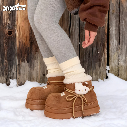 细细条网红HelloKitty雪地靴女