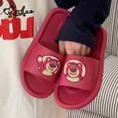 2024新款 玩具总动员草莓熊拖鞋 室内外防滑男女凉拖鞋 细细条 夏季