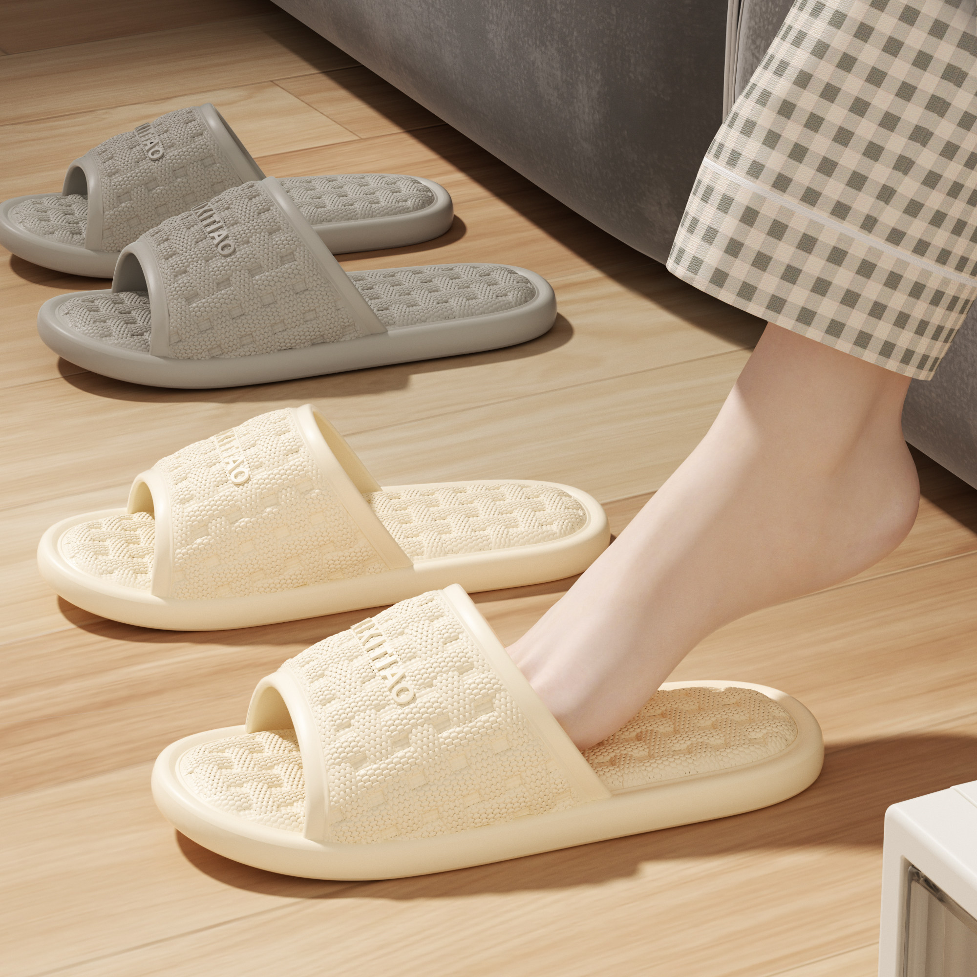 细细条 简约风室内家居eva情侣拖鞋夏季ins潮防滑浴室凉拖鞋男女