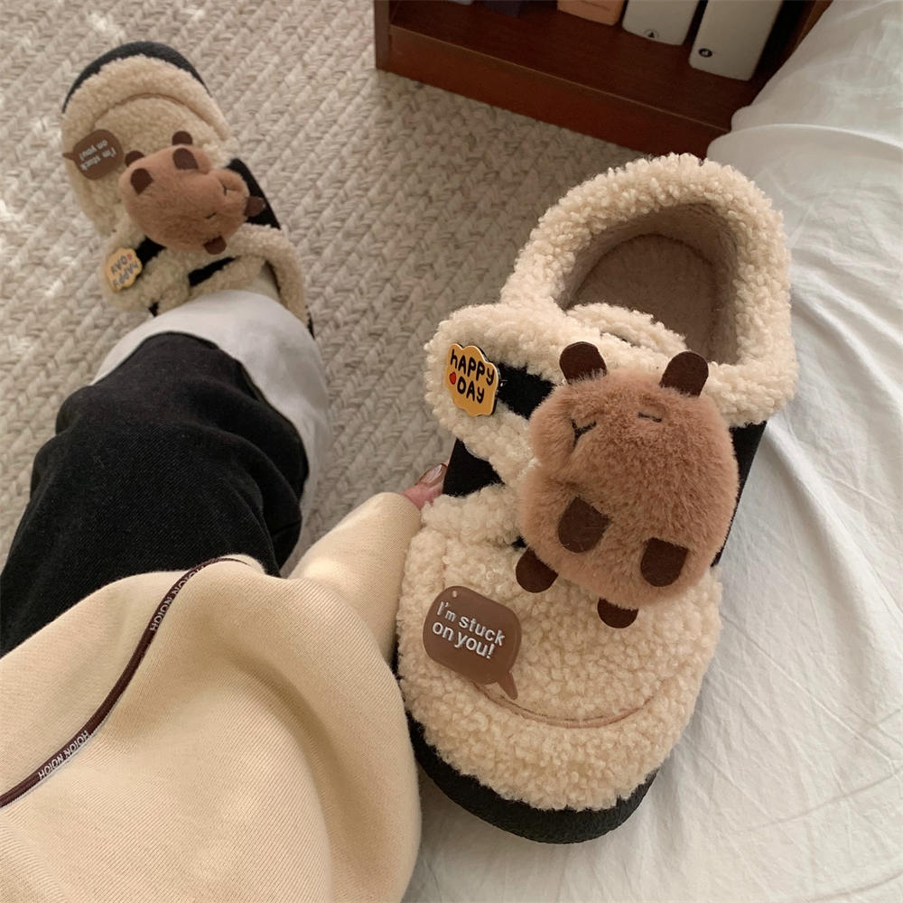 细细条保暖百搭可爱卡通豆豆鞋