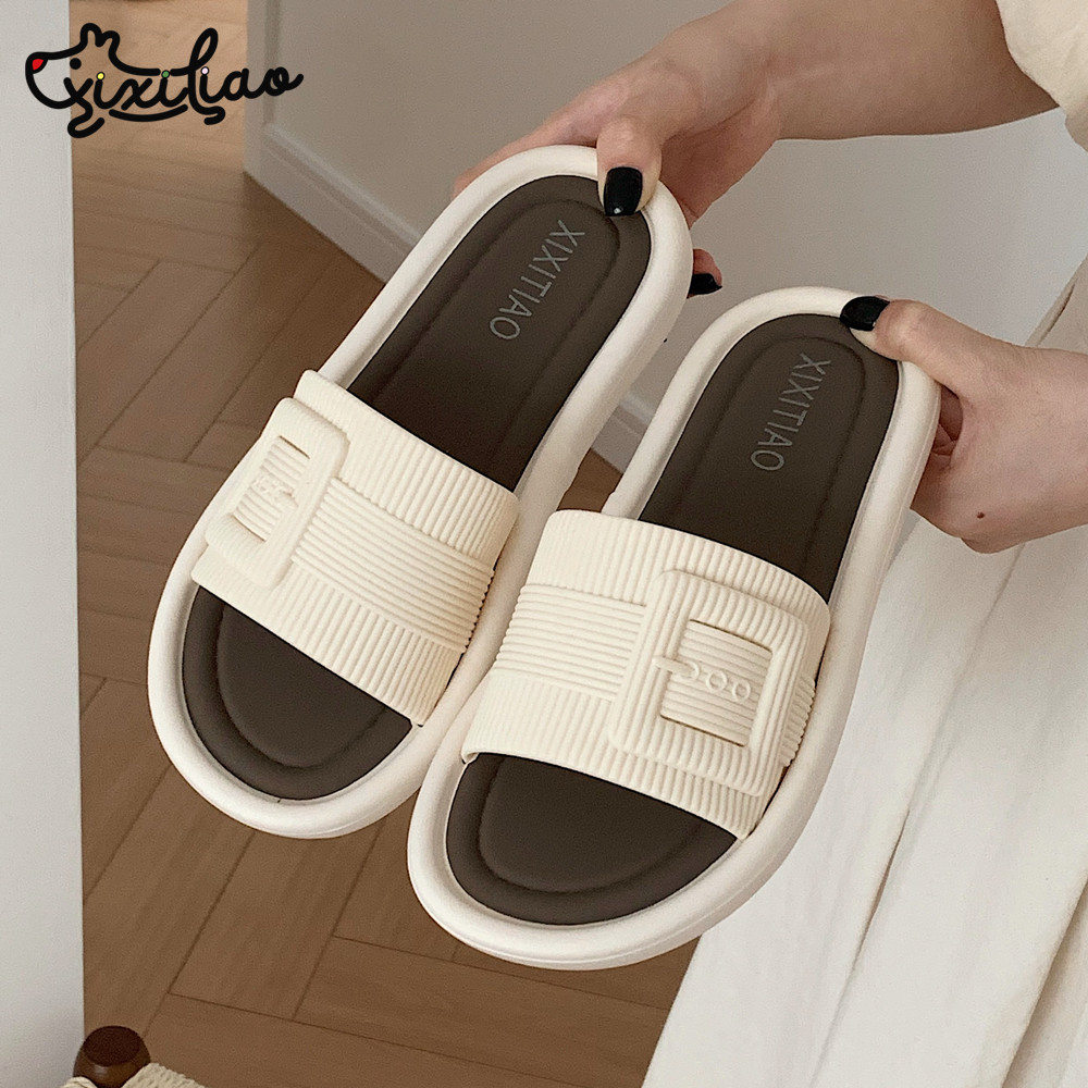 细细条 高级感撞色拖鞋女平底防滑居家外穿夏季休闲一字凉拖鞋ins,居家布艺,居家凉拖/凉鞋,淘宝优惠券,粉丝福利购,淘宝优惠卷