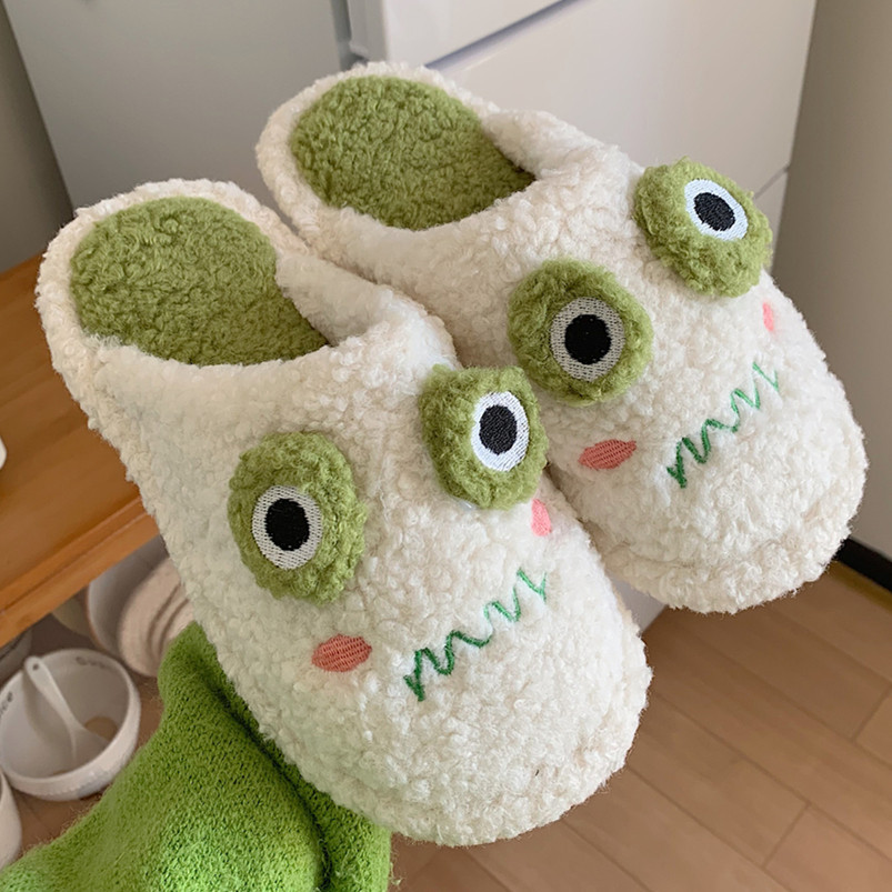 细细条 个性趣味青蛙情侣棉拖鞋冬季防滑平底男女休闲居家毛毛鞋,居家布艺,居家棉拖/棉鞋,淘宝优惠券,粉丝福利购,淘宝优惠卷