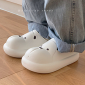 男女冬学生可外穿居家包跟防滑壳子鞋 细细条 防水可爱卡通棉拖鞋