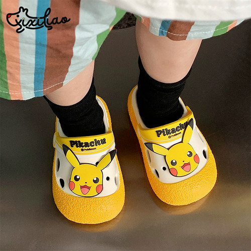 细细条潮酷卡丘女童儿童凉拖夏