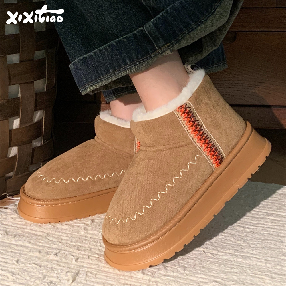 细细条 雪地靴女加绒加厚东北棉鞋复古民族风冬季时尚高级感棉靴,女鞋,时尚雪地靴,淘宝优惠券,粉丝福利购,淘宝优惠卷