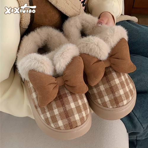细细条少女心蝴蝶结时尚雪地靴