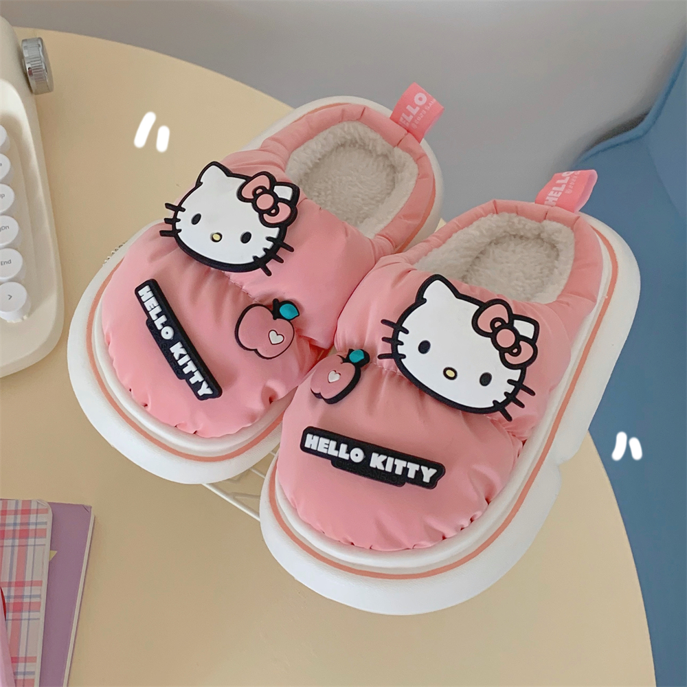 细细条少女心可爱KT猫亲子棉拖鞋