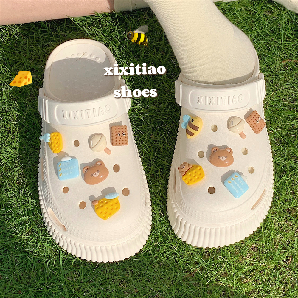 细细条可爱奶酪小熊沙滩凉拖鞋