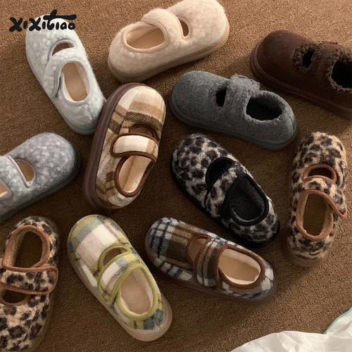 细细条防滑外穿魔术贴豆豆鞋女