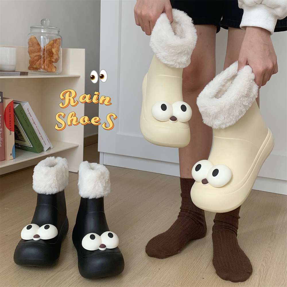 细细条搞怪可爱大眼睛防水雪地靴