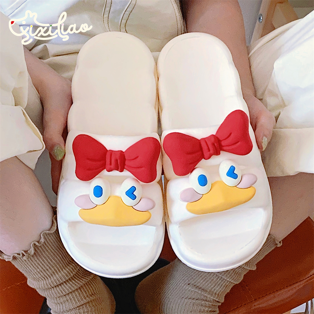 细细条丑萌小鸭子时尚厚底凉拖鞋