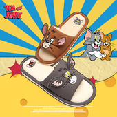 ins正版 通用棉麻鞋 猫和老鼠空调房拖鞋 情侣男女汤姆猫杰利鼠四季