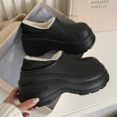 户外保暖加绒棉鞋 增高厚底运动风防水短靴女冬季 网红时尚 细细条